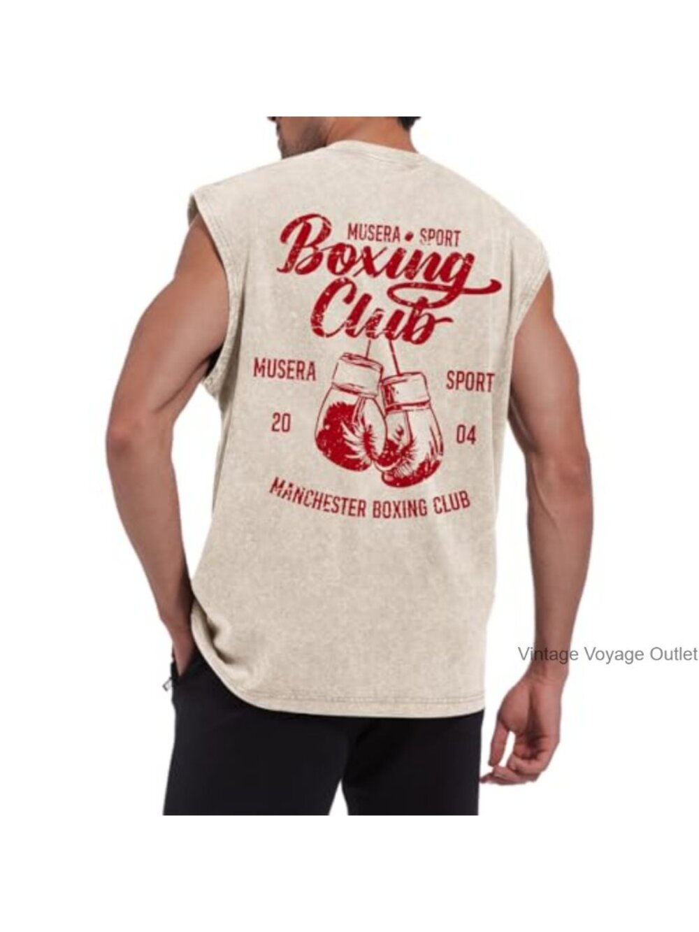Vintage Boxing Club Graphic Tank Top Muscle Cut Off Sleeveless Gym Workout